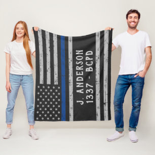 Thin Blue Line - American Flagga USA Blue - Police Fleecefilt