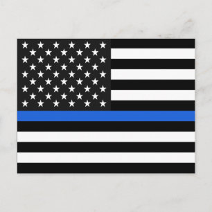 Thin Blue Line American Flagga Vykort