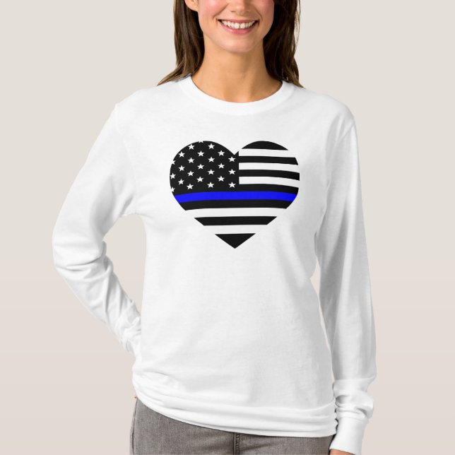 Thin Blue Line American Flagga - Women's T-Shirt (Framsida)