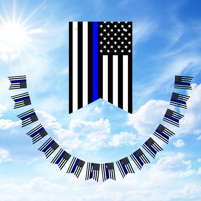Thin Blue Line American Vimplar (Thin Blue Line Police Flag Appreciation Bunting)