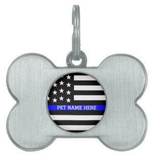 Thin Blue Line - Anpassningsbar för amerikansk Fl Namnbricka Husdjur
