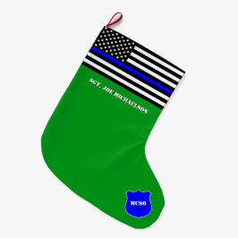 [Thin Blue Line] Back the Blue Police Flag Green Stor Julstrumpa