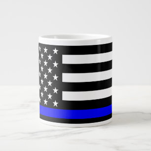 Thin Blue Line Black and White US-flagga Jumbo Mugg