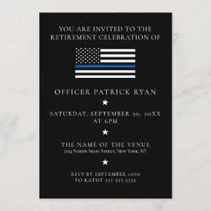 Thin Blue Line Black Police Flagga Pension Party Inbjudningar