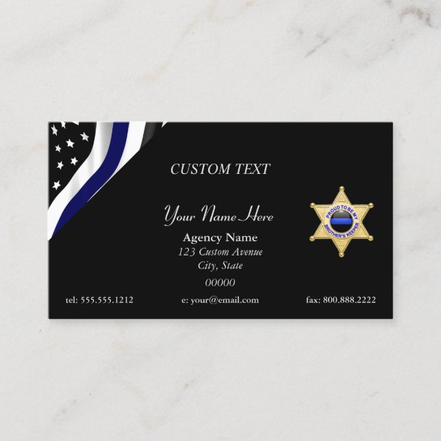 Thin Blue Line Custom Quote and Badge Visitkort (Framsida)