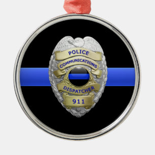 Thin Blue Line Dispatcher Badge Metall Ornament