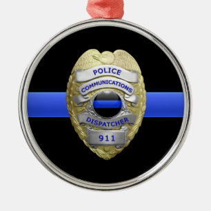 Thin Blue Line Dispatcher Badge Metall Ornament
