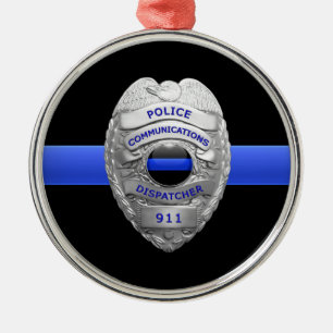 Thin Blue Line Dispatcher Badge Metall Ornament