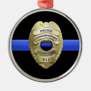 Thin Blue Line Dispatcher Badge Metall Ornament