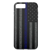 Thin Blue Line Flag Grunge iPhone 7 Plus Fodral