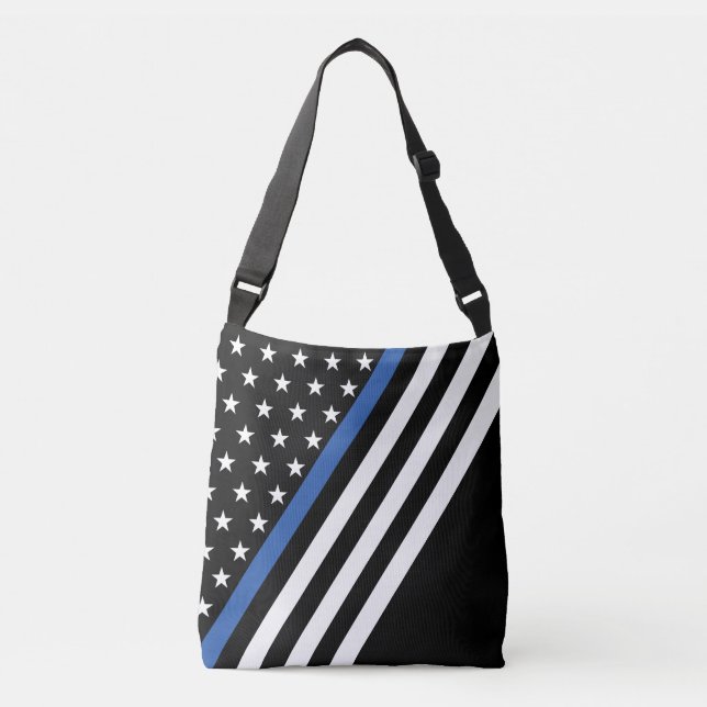 Thin Blue Line Flagga Crossbody Bag Axelväska (Framsida)