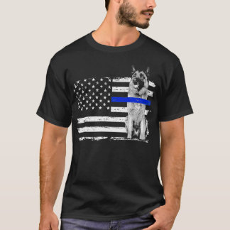 Thin Blue Line Flagga German Shepherd K9 Police De T Shirt