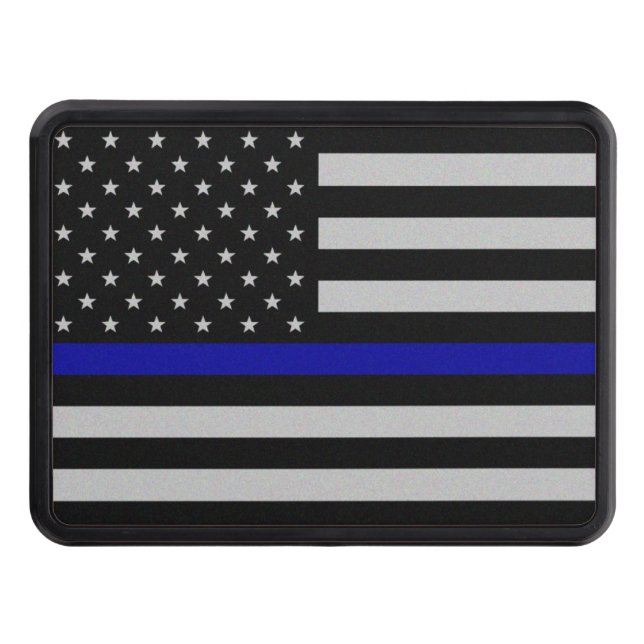 Thin Blue Line Flagga Hitch Cover Dragkroksskydd (Framsidan)
