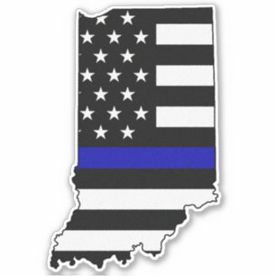 Thin Blue Line Flagga Indiana Klistermärken