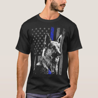 Thin Blue Line Flagga K Tysk Shepherd Police Hund T Shirt