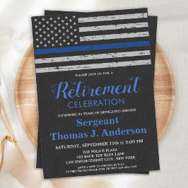 Thin Blue Line Flagga Leather Police Pension Inbjudningar