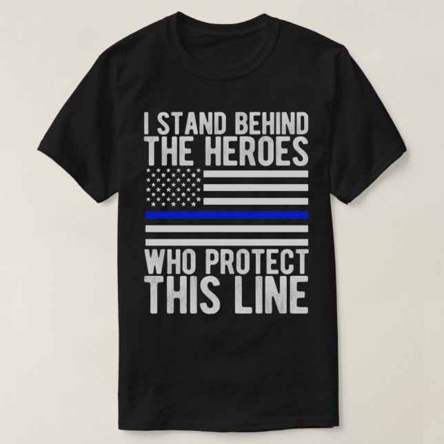 Thin Blue Line Flagga Police Flagga Hero T Shirt (Design framsida)