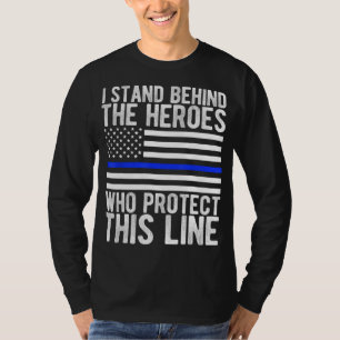 Thin Blue Line Flagga - Police Hero Tillsatta laga T Shirt