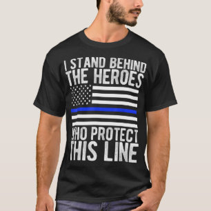 Thin Blue Line Flagga - Police Hero Tillsatta laga T Shirt