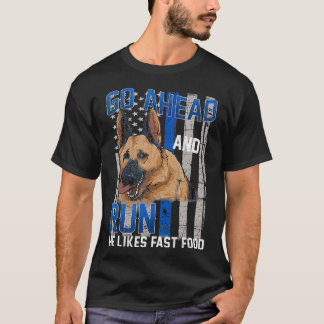 Thin Blue Line Flagga Police Hund German Shepherd T Shirt