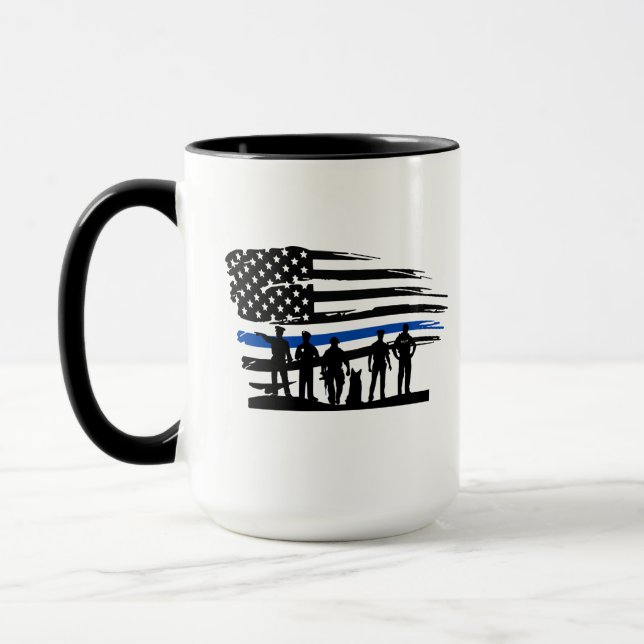 Thin Blue Line Flagga Police Mugg (Vänster)
