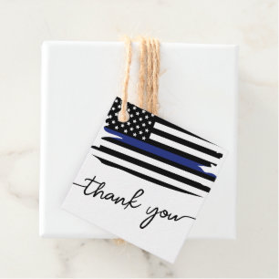 Thin Blue Line Flagga Police Officer Tack Gåvor Etiketter