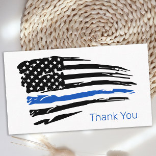 Thin Blue Line Flagga Police Officer Tack Visitkort