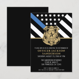 Thin Blue Line Flagga Police Pension Party Inbjudningar