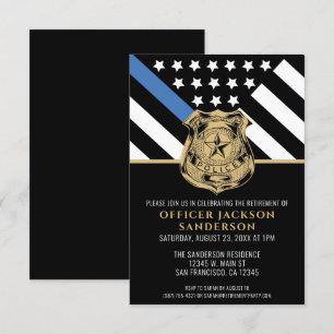 Thin Blue Line Flagga Police Pension Party Inbjudningar