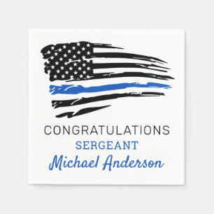 Thin Blue Line Flagga Police Pension Party Pappersservett
