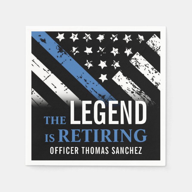 Thin Blue Line Flagga Police Pension Party Pappersservett (Framsidan)