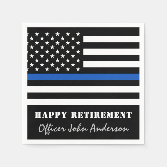 Thin Blue Line Flagga Police Pension Party Pappersservett (Framsidan)