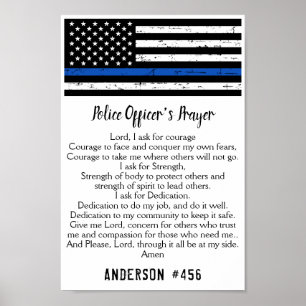 Thin Blue Line Flagga polis Prayer Poster