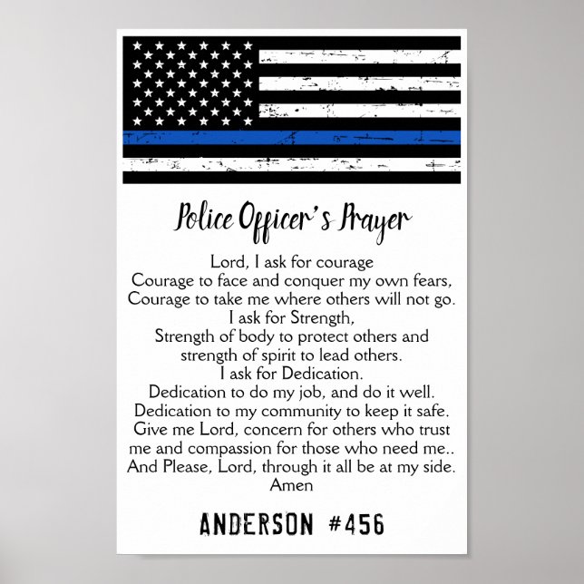 Thin Blue Line Flagga polis Prayer Poster (Framsidan)