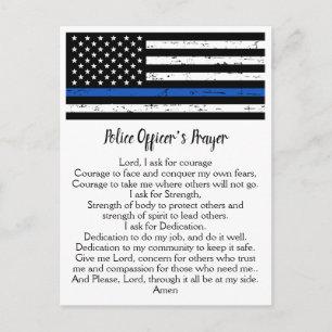 Thin Blue Line Flagga polis Prayer Vykort