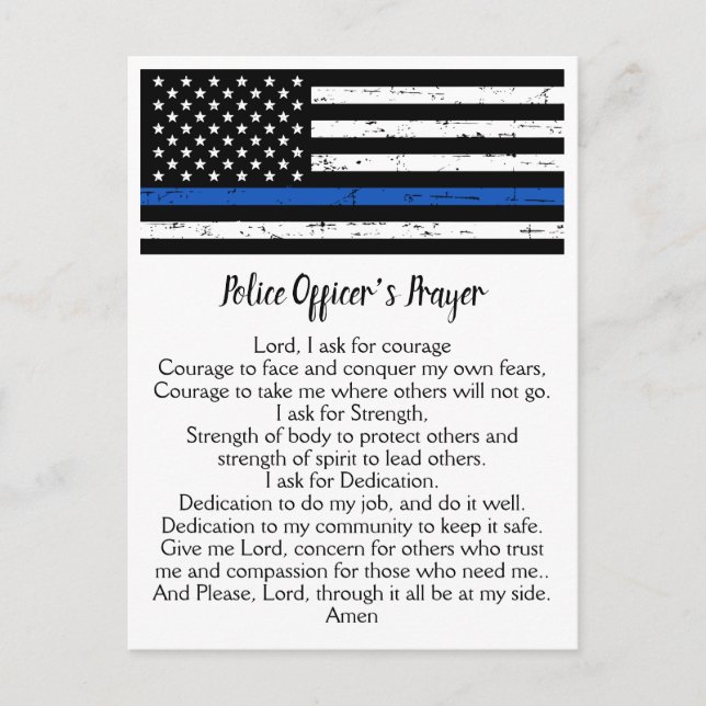 Thin Blue Line Flagga polis Prayer Vykort (Framsida)