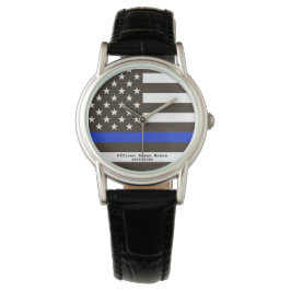 *~* Thin Blue Line Flagga Polischef Womans' Armbandsur