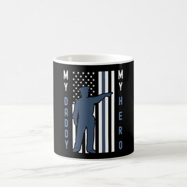 Thin Blue Line Flagga Shirt Min pappa Hero-polis Kaffemugg (Center)