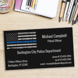 Thin Blue Line Flagga Tillsatta lagar polis Visitkort