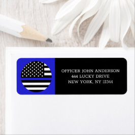 Thin Blue Line Flagga, USA:s polis/Enforcement Returadress Etikett