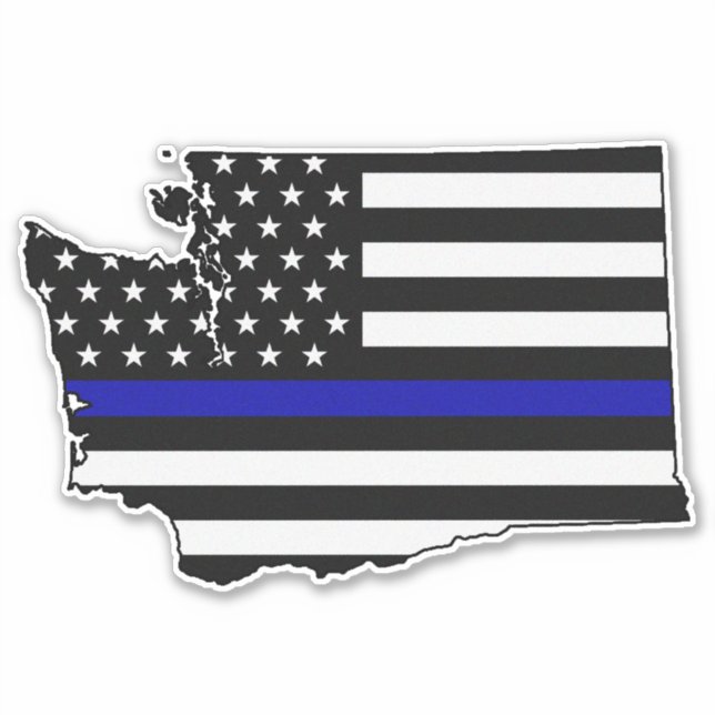 Thin Blue Line Flagga Washington Klistermärken (Framsida)