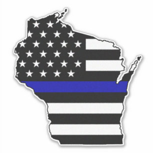Thin Blue Line Flagga Wisconsin Klistermärken