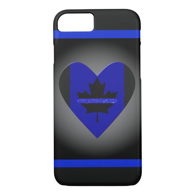 Thin Blue Line Glitter Heart Flagga Case-Mate iPhone Skal (Baksida)