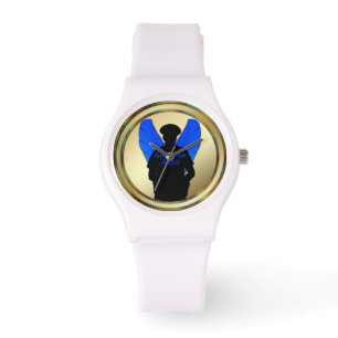 Thin Blue Line Guld Coin Guardian Angel Armbandsur