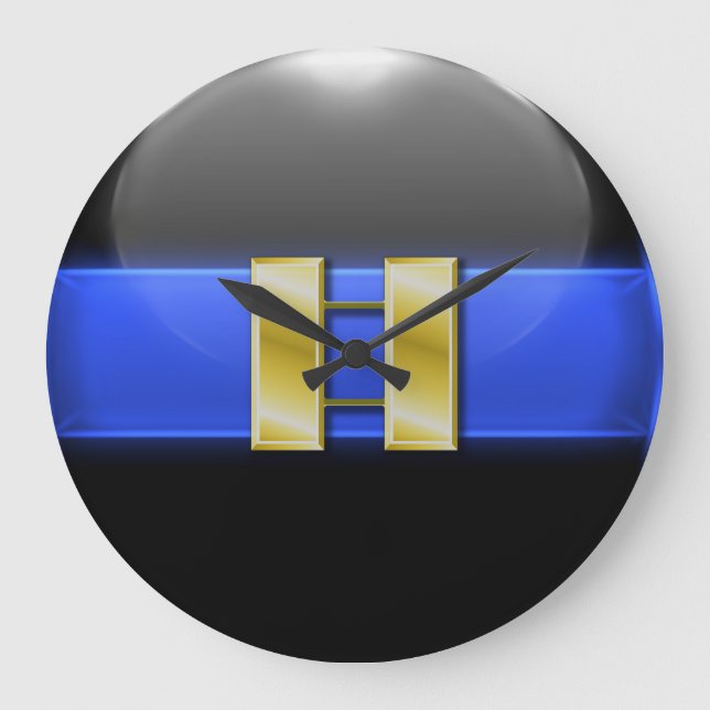 Thin Blue Line - Guld polischef Pub Stor Klocka (Framsida)