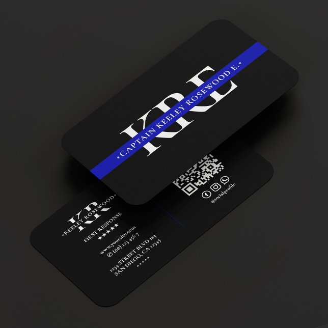 Thin Blue Line Law Polischef Modern Visitkort (Thin Blue Line Law Police Officer Modern Business Card
)