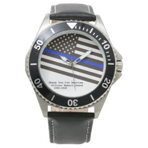 *~* Thin Blue Line Manar Polischef Man's Armbandsur