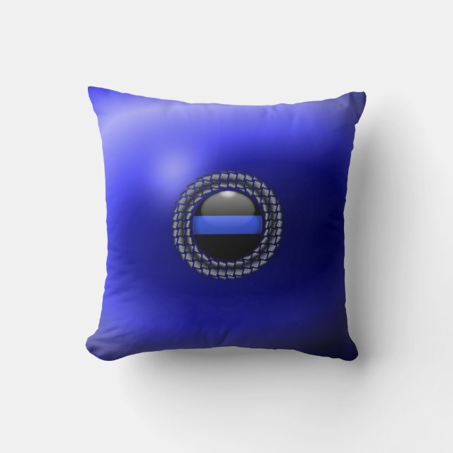 Thin Blue Line Medallion Kudde (Framsida)