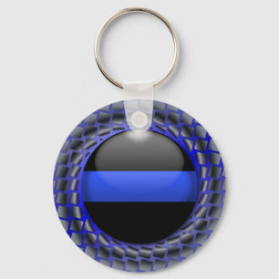 Thin Blue Line Medallion Nyckelring