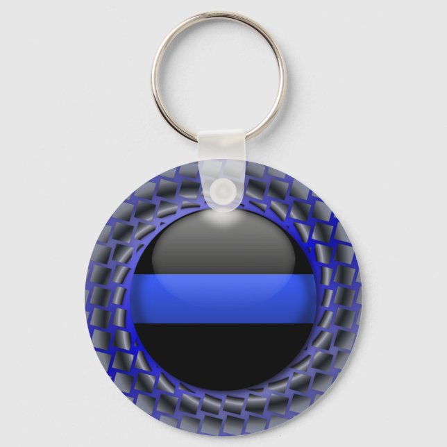 Thin Blue Line Medallion Nyckelring (Framsida)
